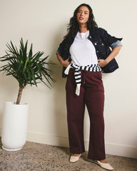 Straight Leg French Terry Sweatpants - Black Cherry