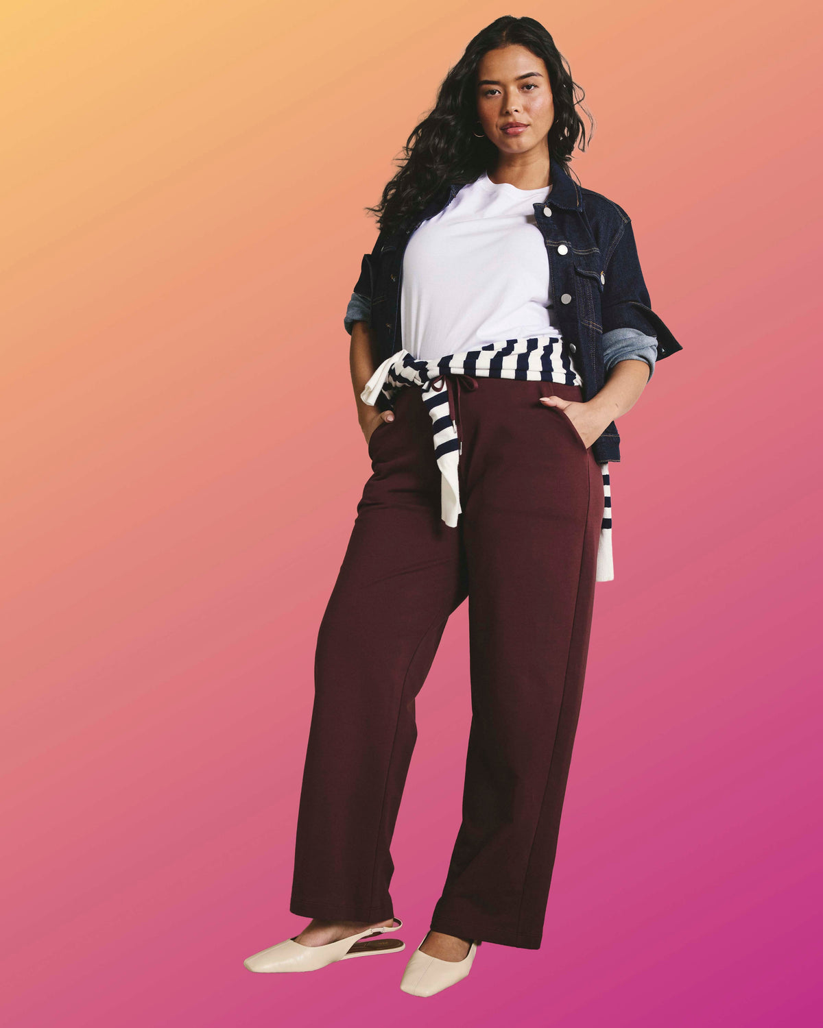 Straight Leg French Terry Sweatpants - Black Cherry