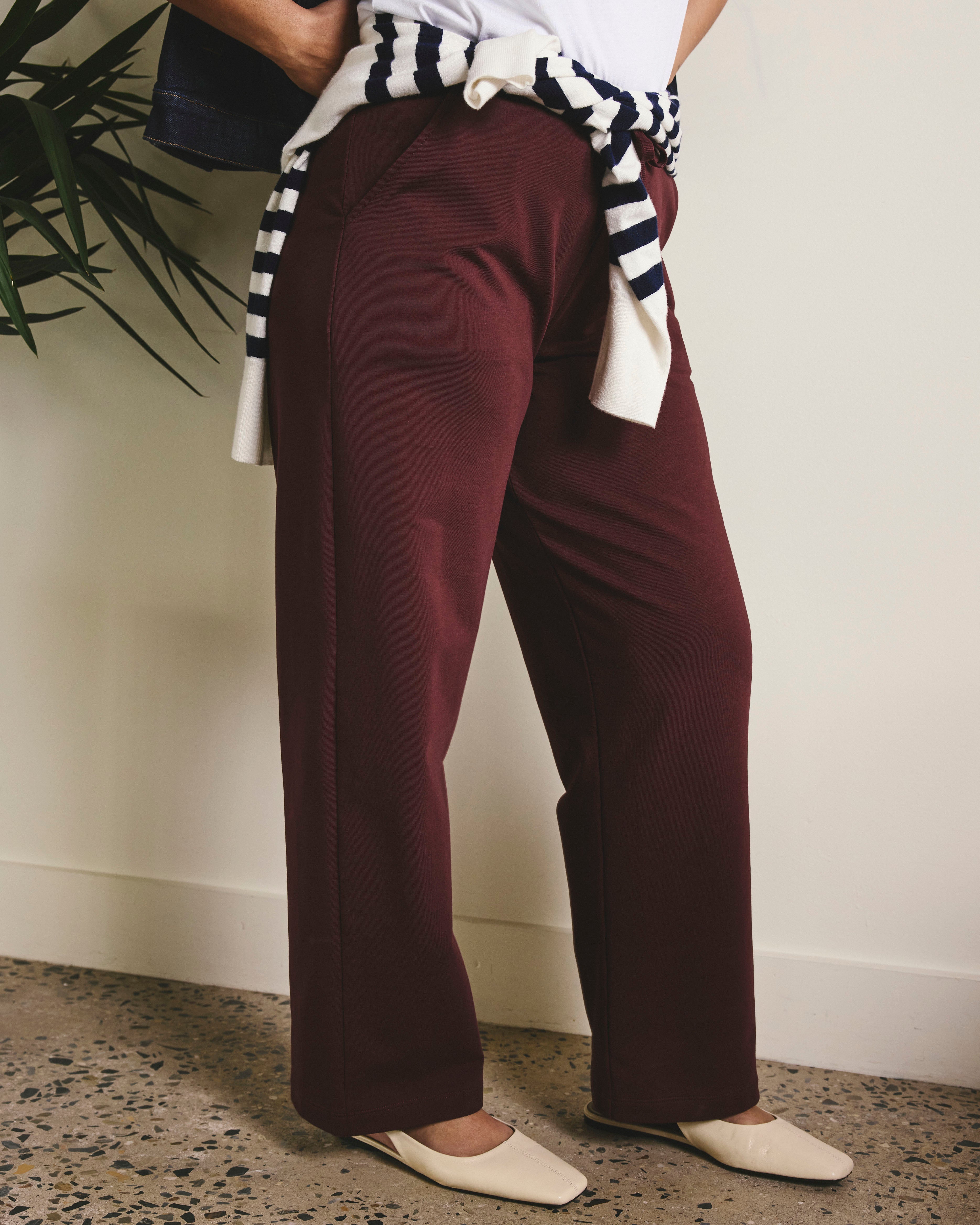 Straight Leg French Terry Sweatpants - Black Cherry