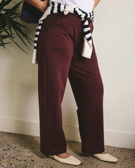 Straight Leg French Terry Sweatpants - Black Cherry
