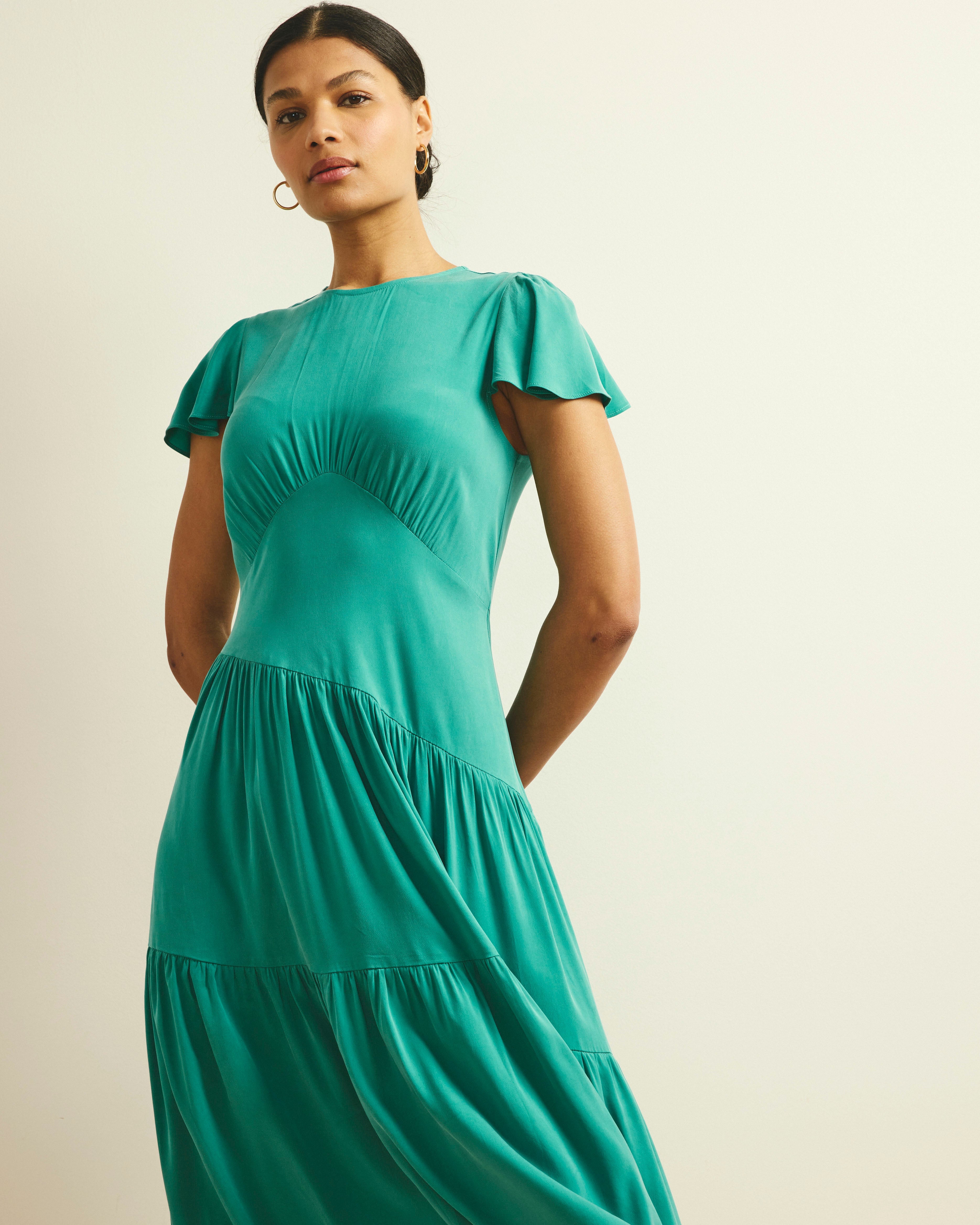 Mariella Stretch Cupro Dress - Green Tourmaline