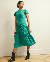 Mariella Stretch Cupro Dress - Green Tourmaline