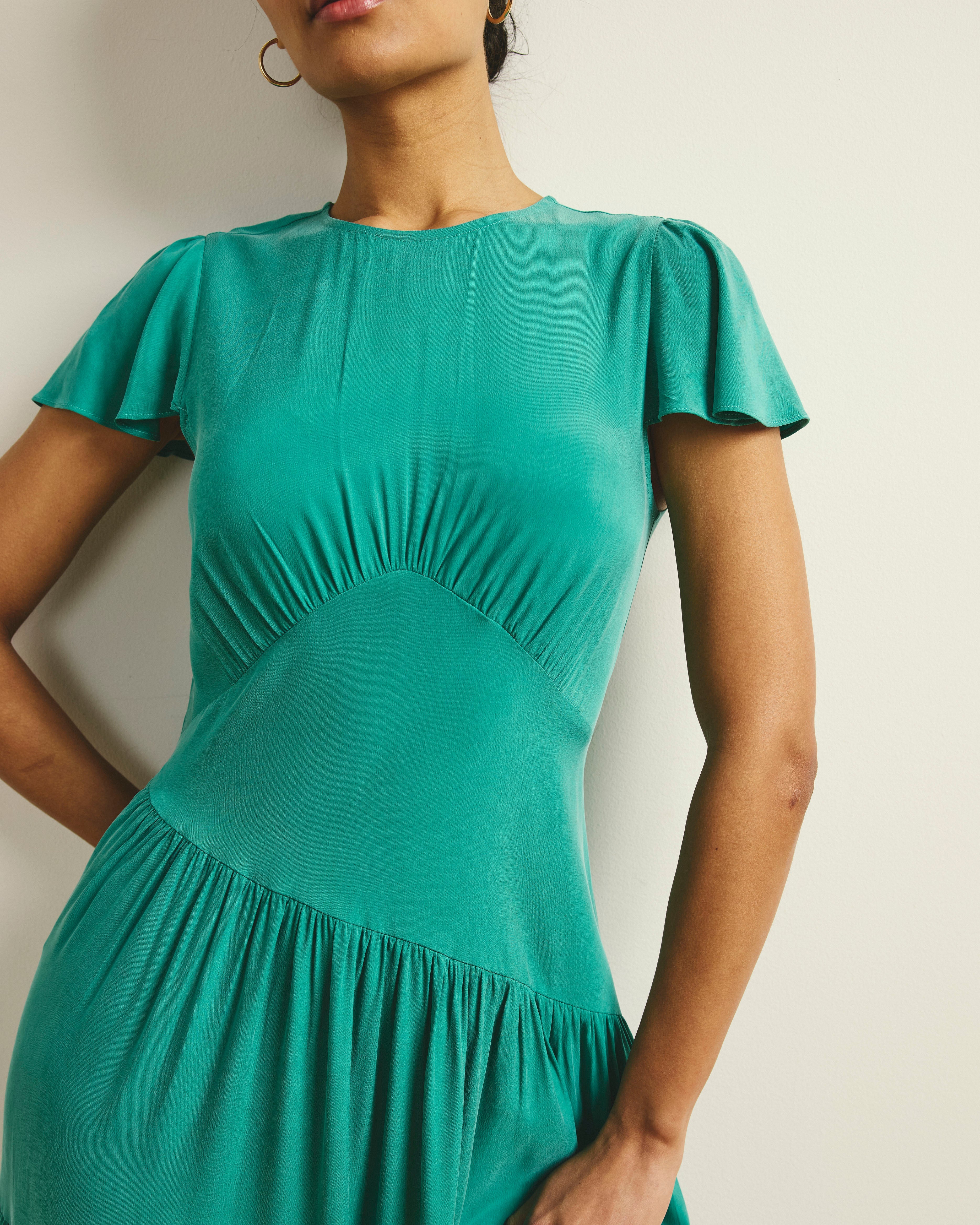 Mariella Stretch Cupro Dress - Green Tourmaline