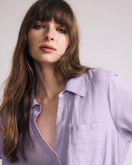 Elbe Popover Stretch Linen Blend Shirt - Orchid