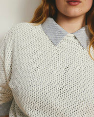 Positano Pointelle Mock Neck Sweater - White