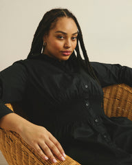Hamptons Smocked Shirtdress - Black