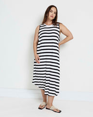 Pearl Divine Jersey Dress - Black/White Stripe