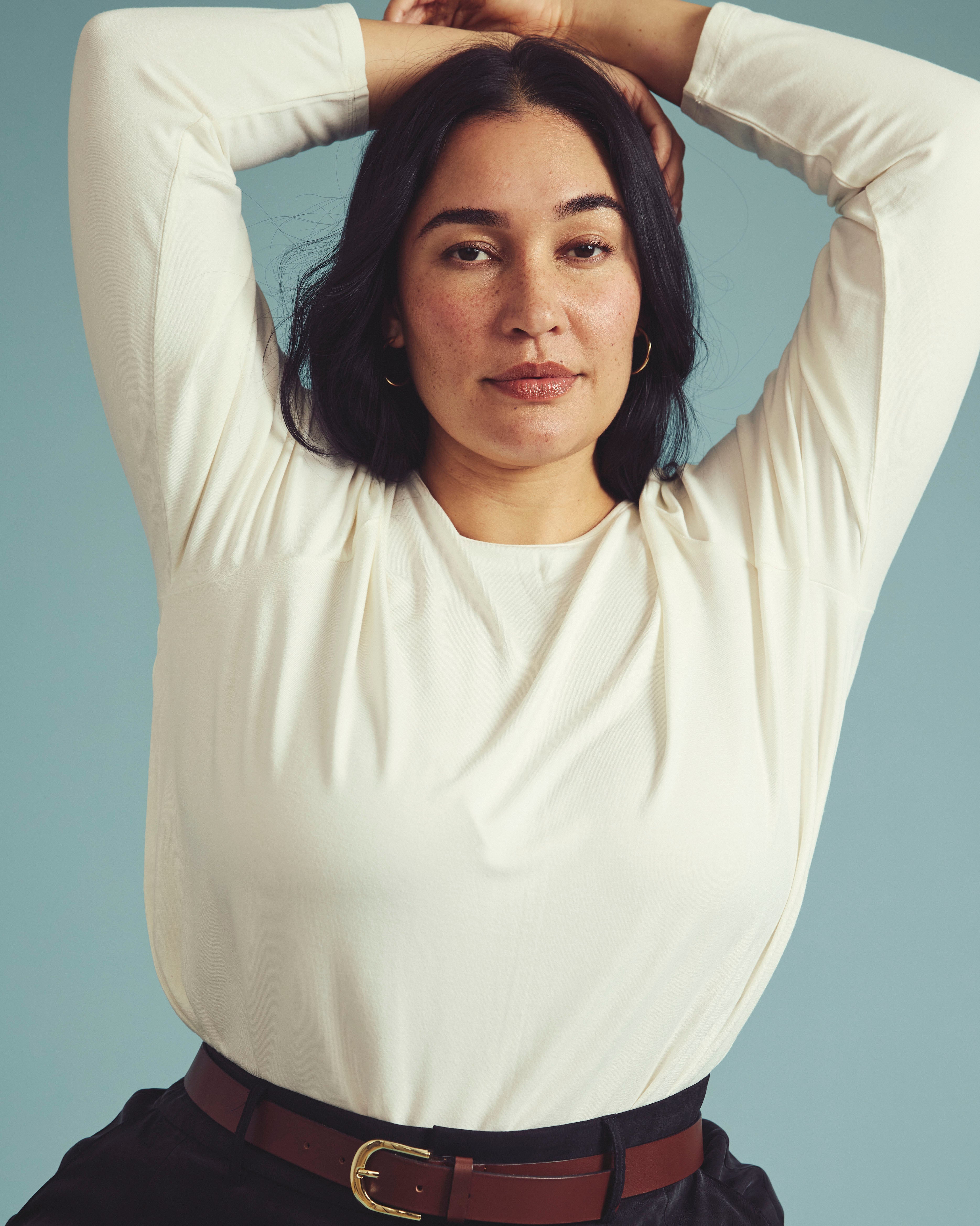 Joan Liquid Jersey Long Sleeve Top - White