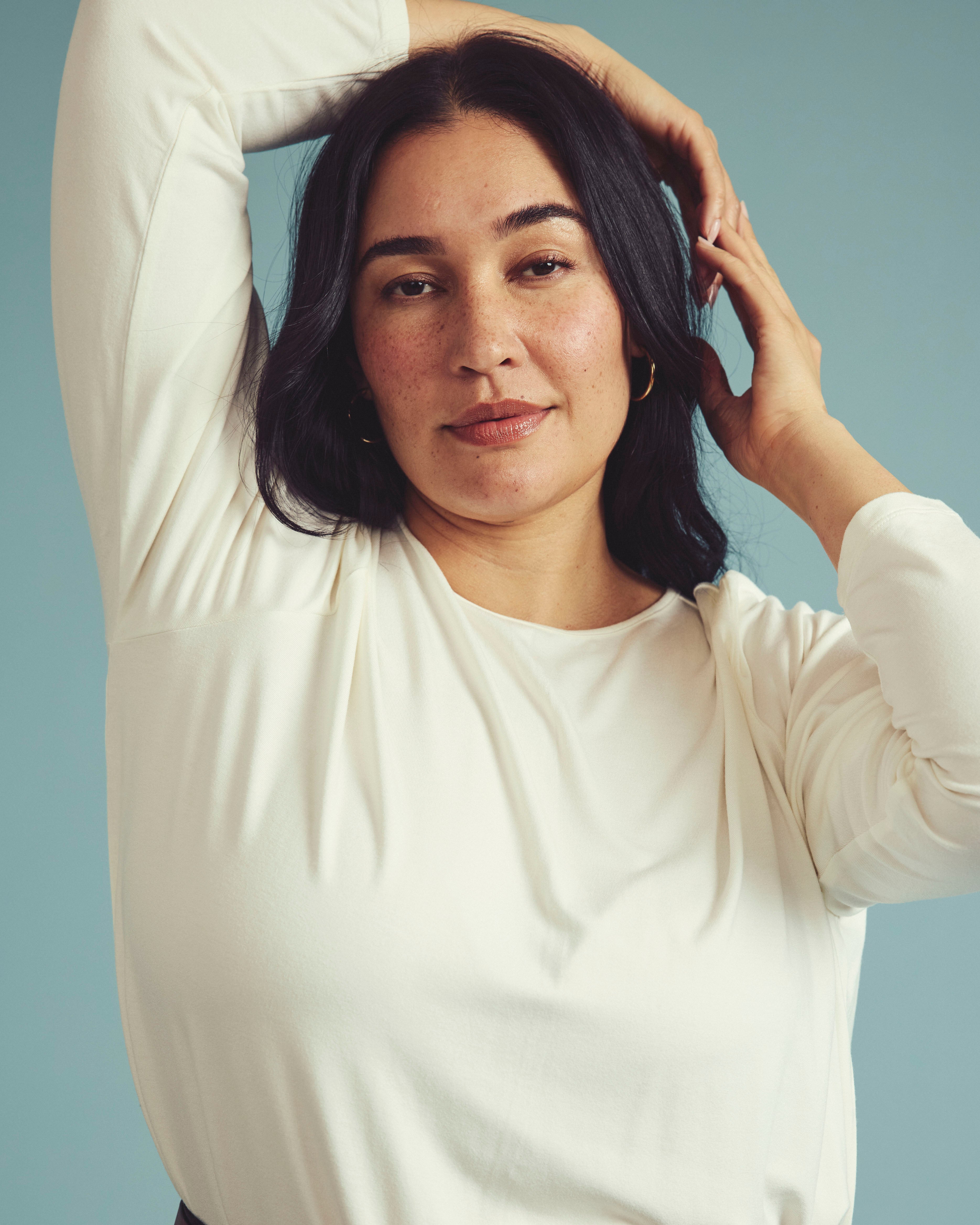 Joan Liquid Jersey Long Sleeve Top - White