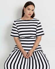 Thea Divine Jersey Midi Dress - Black/White Stripe