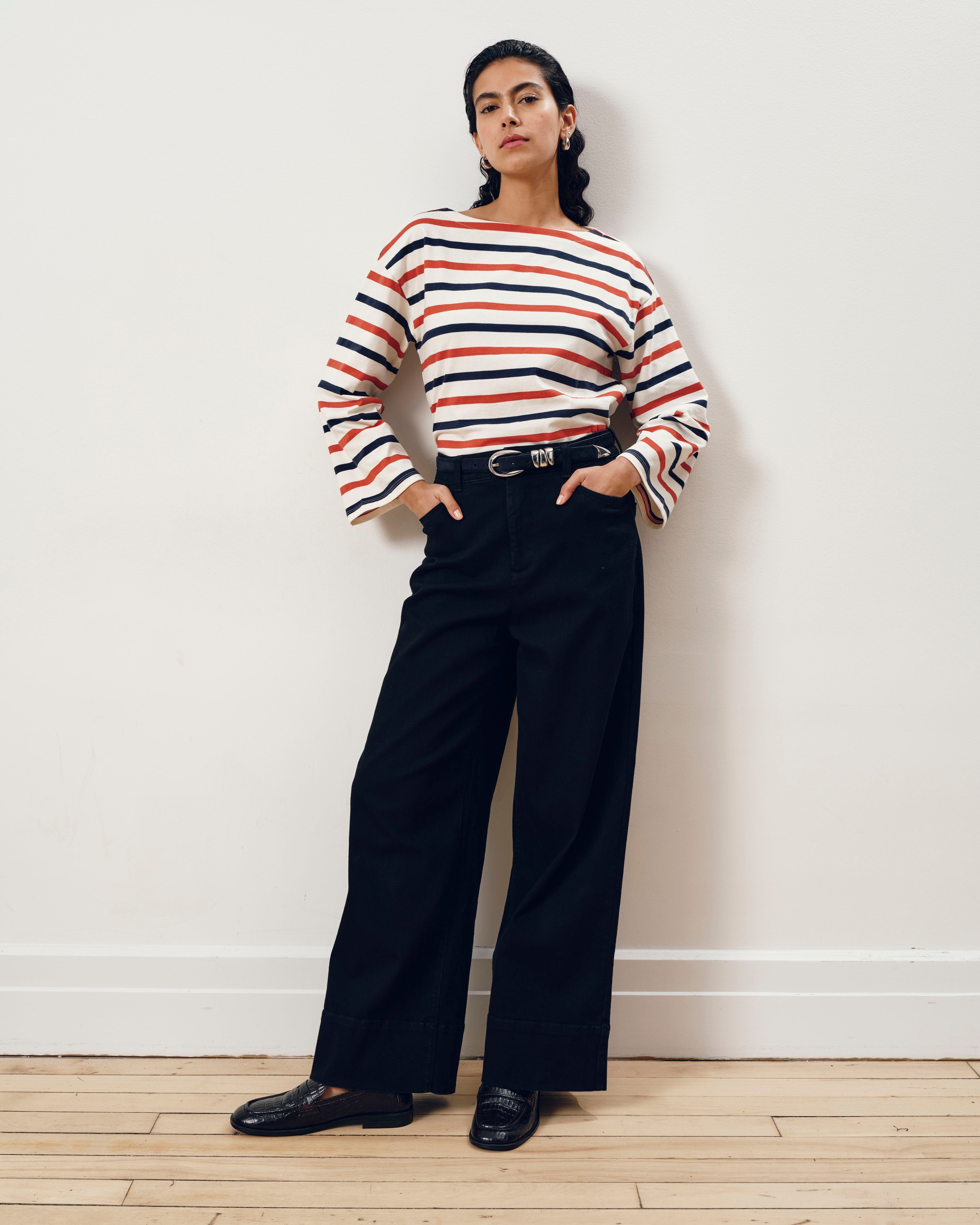 Montauk Breton Stripe Bell Sleeve Top - Red/White/Blue Stripe