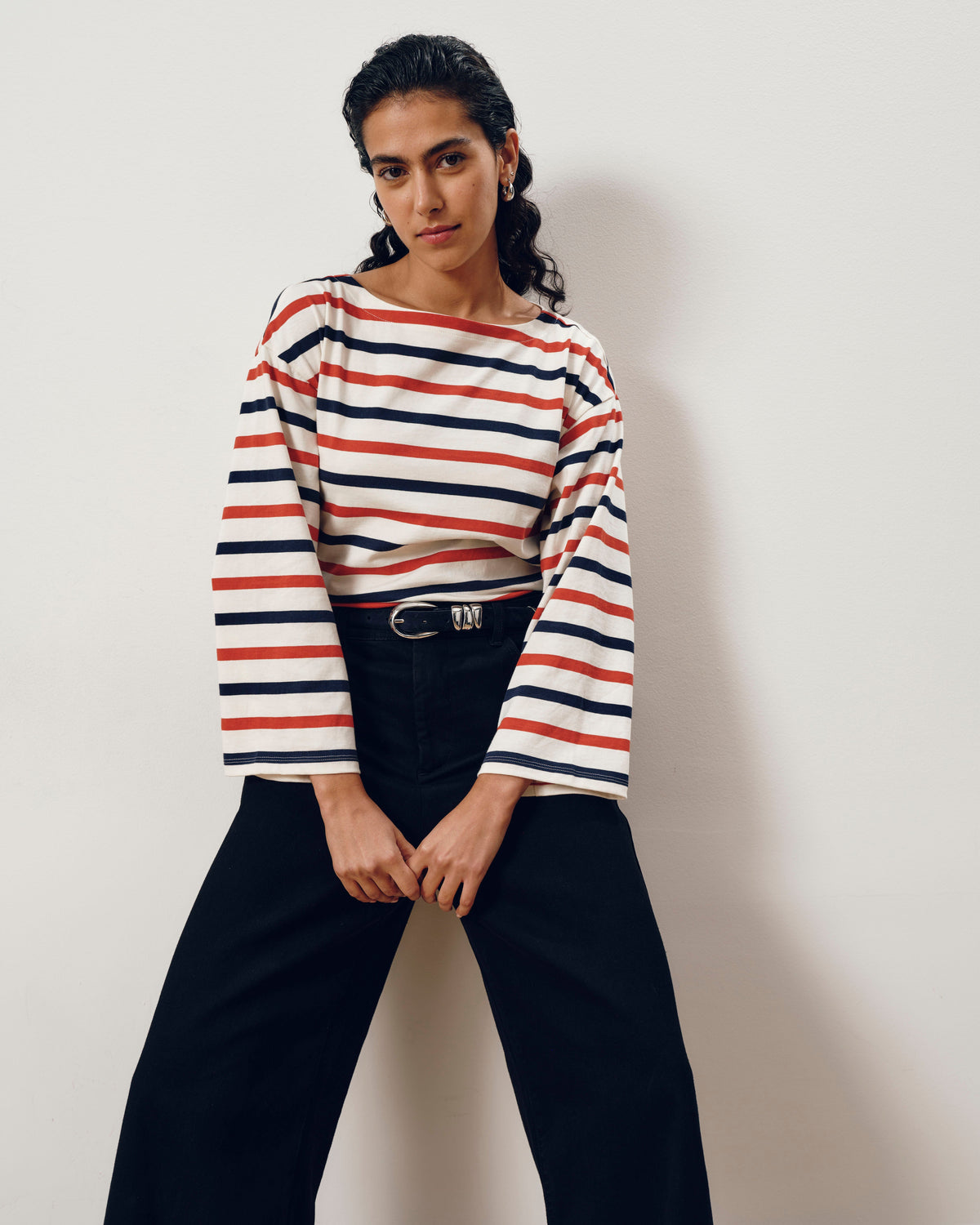 Montauk Breton Stripe Bell Sleeve Top - Red/White/Blue Stripe