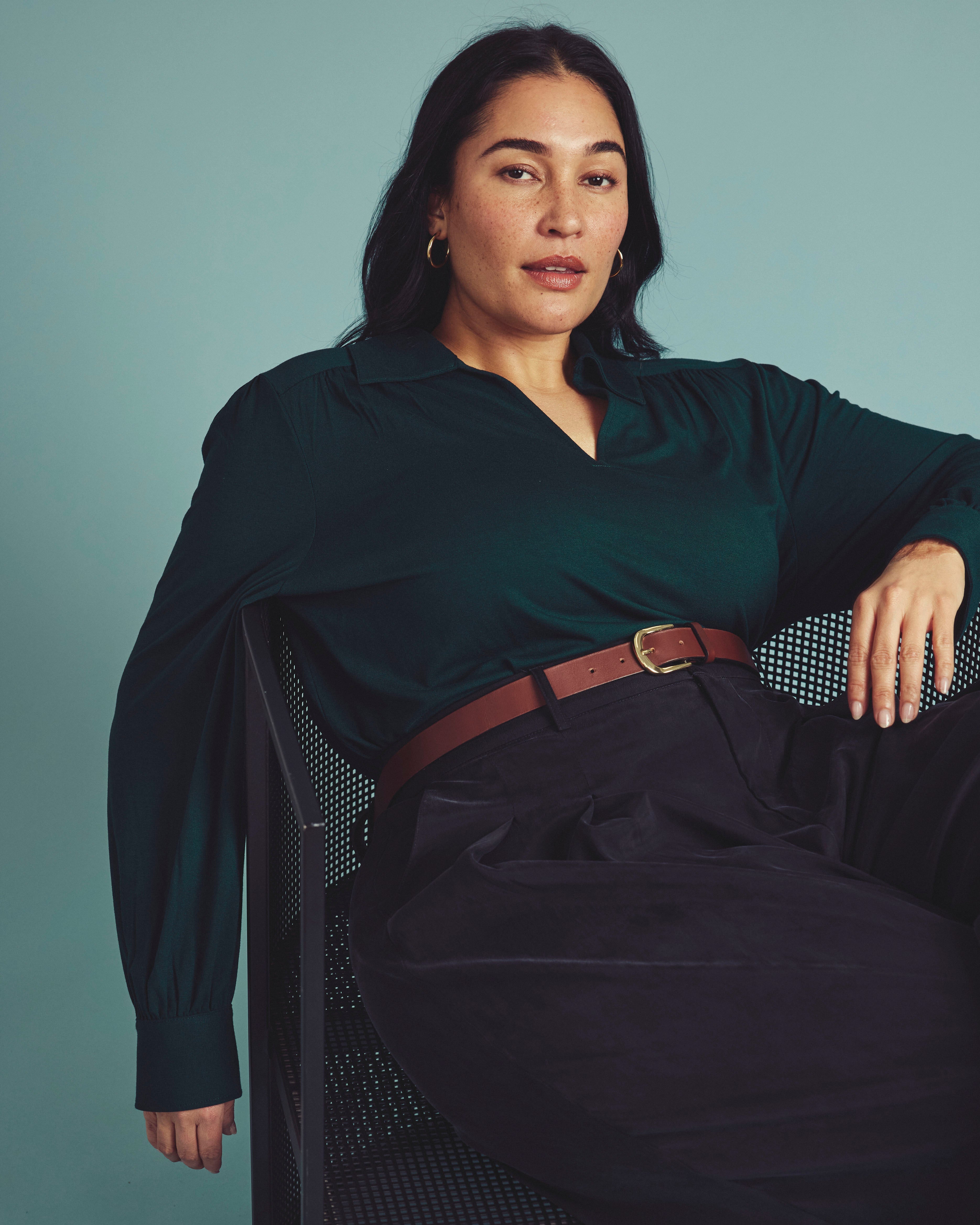 Moore Liquid Jersey Blouse - Forest Green