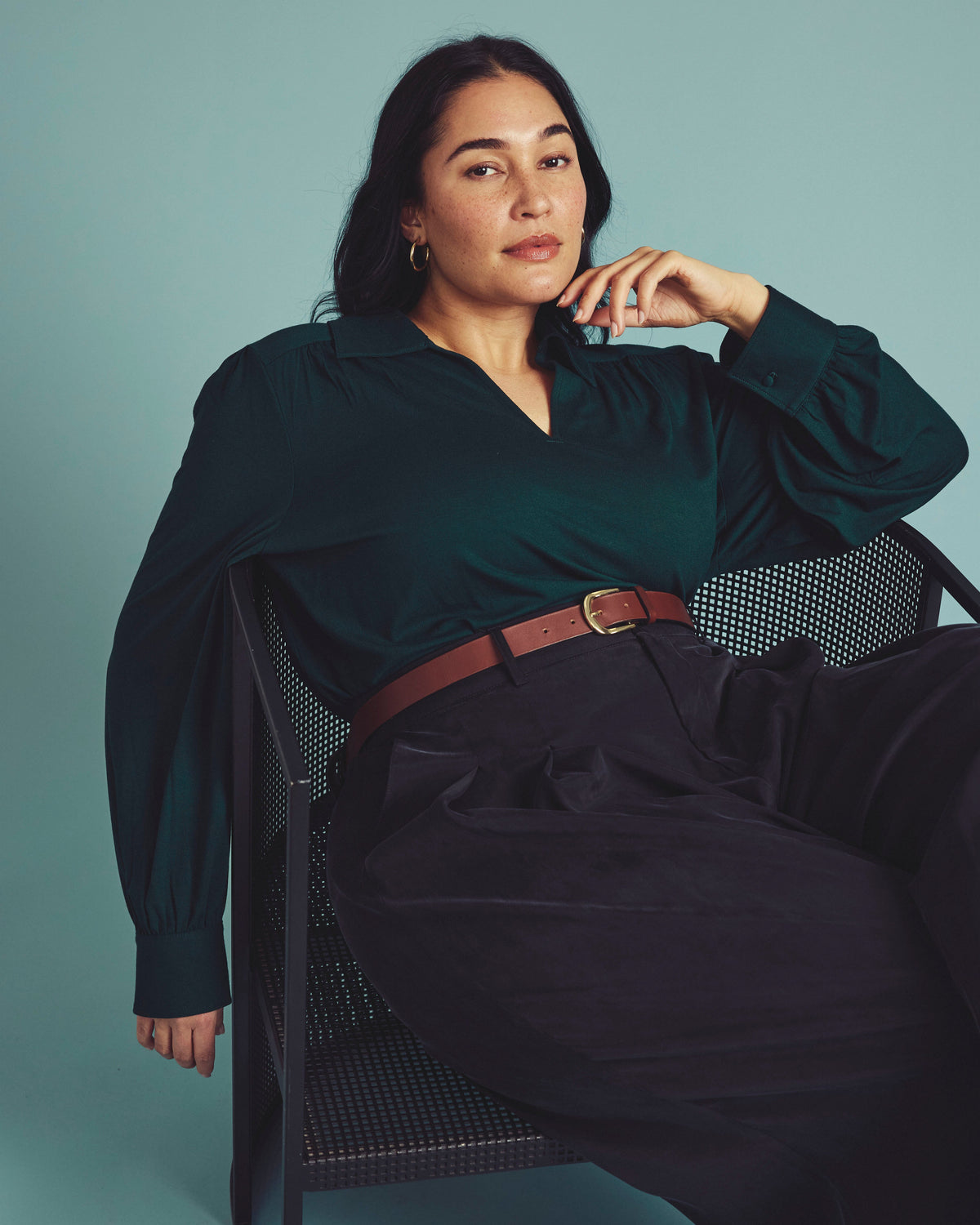 Moore Liquid Jersey Blouse - Forest Green