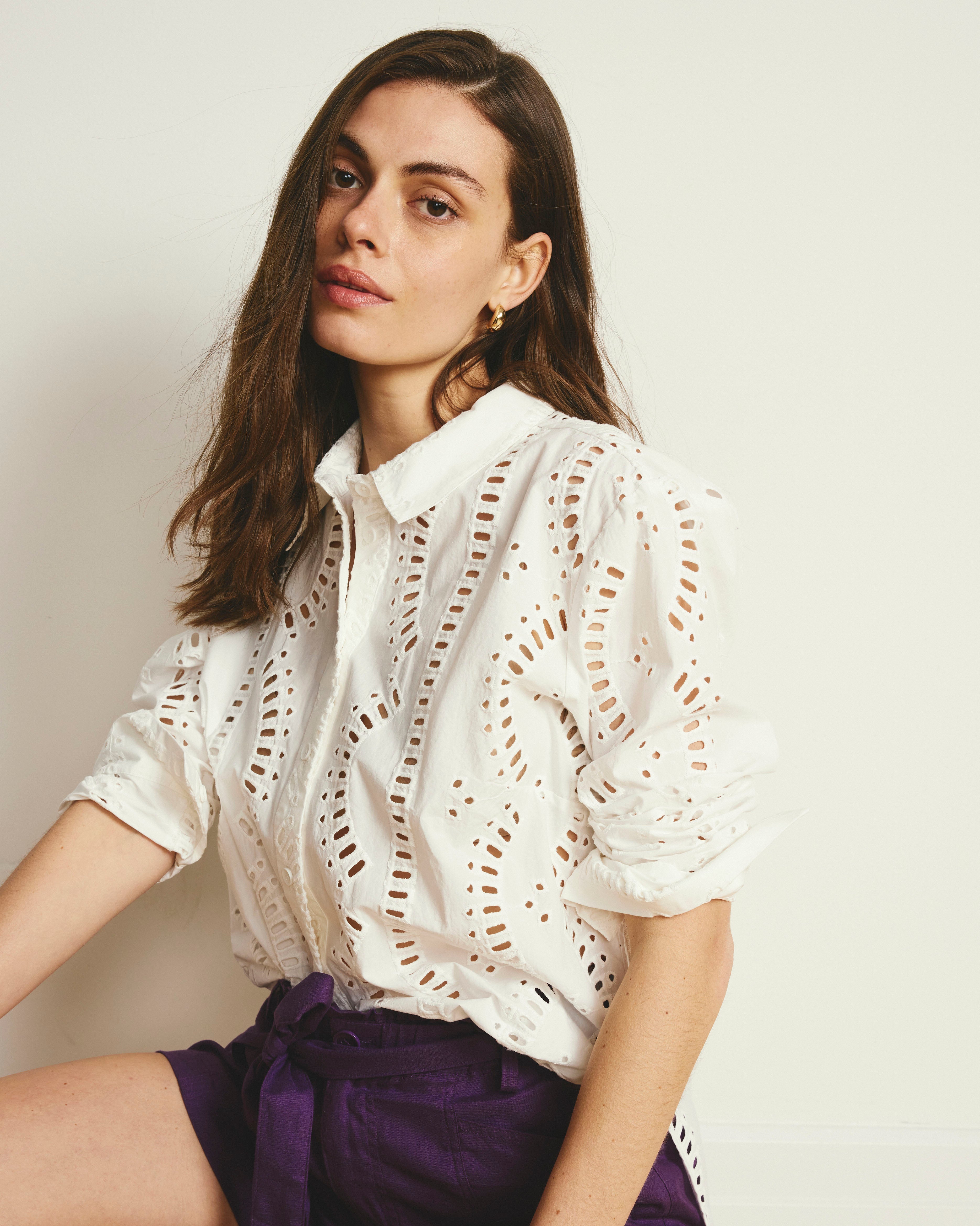 The Embroidered Artist Oversized Poplin Shirt - White