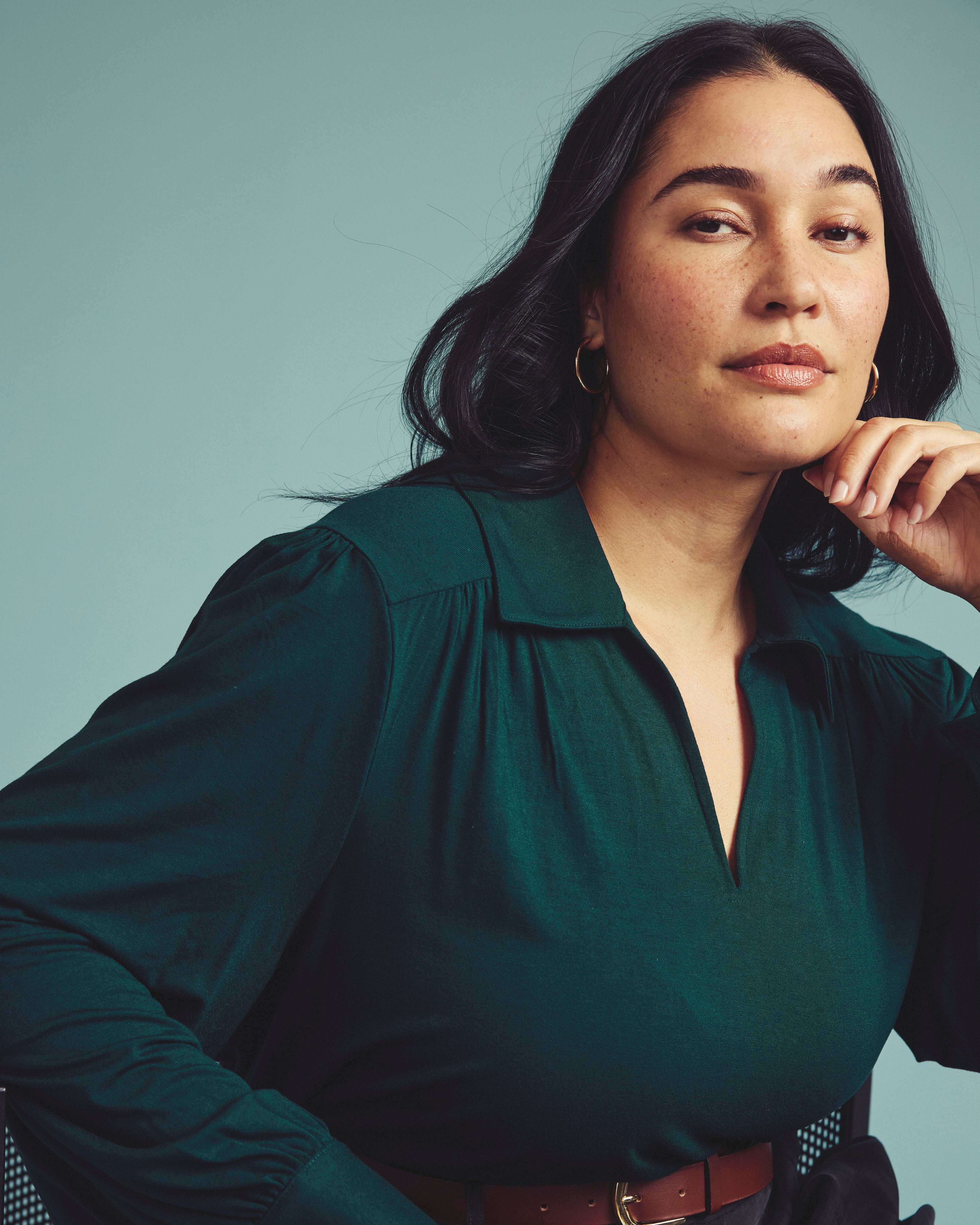 Moore Liquid Jersey Blouse - Forest Green