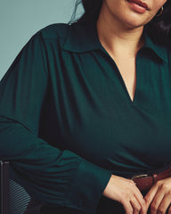 Moore Liquid Jersey Blouse - Forest Green