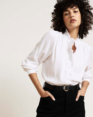 Endora Stretch Cupro Blouse - White