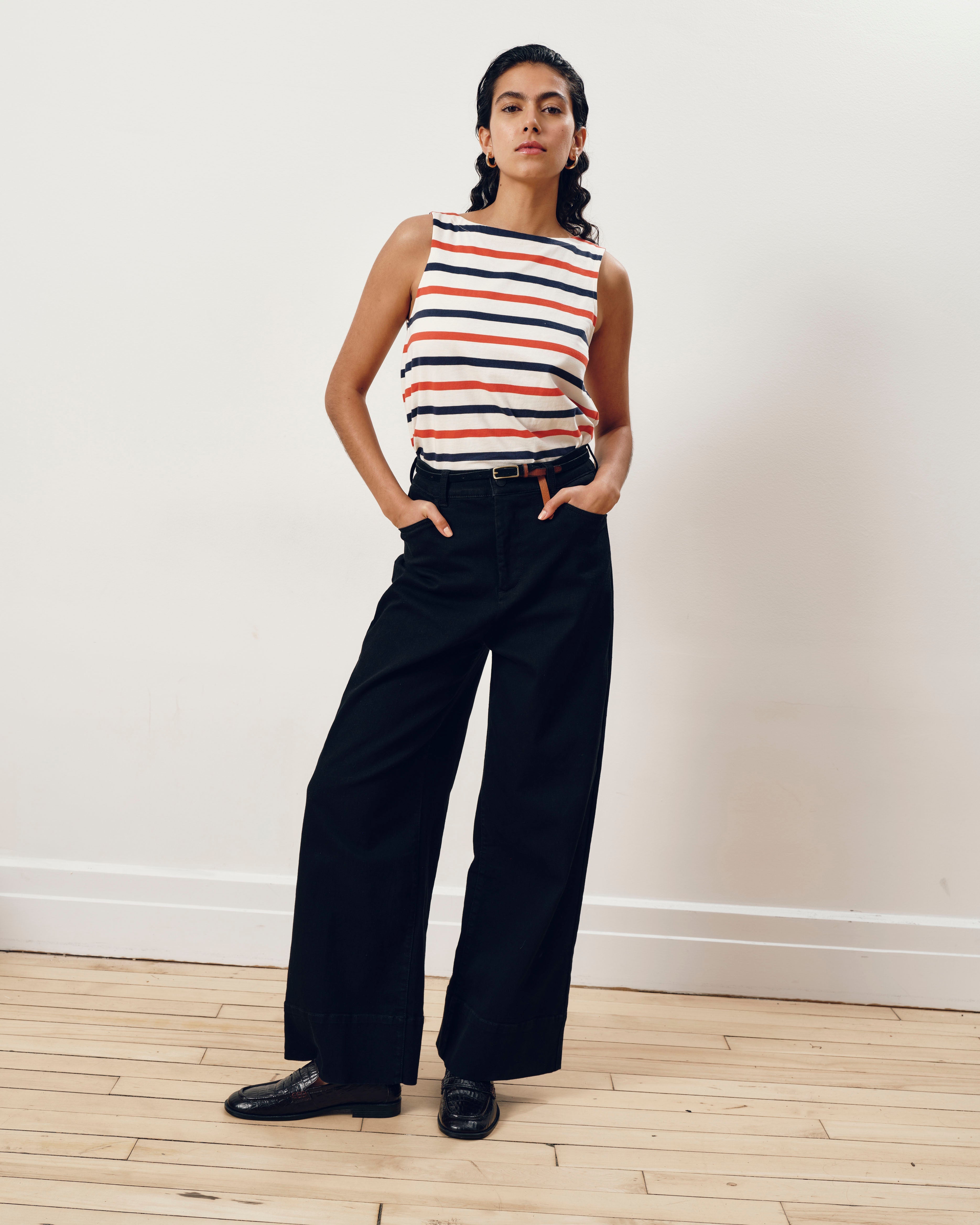 Noyack Breton Stripe Boatneck Tank - Red/White/Blue Stripe
