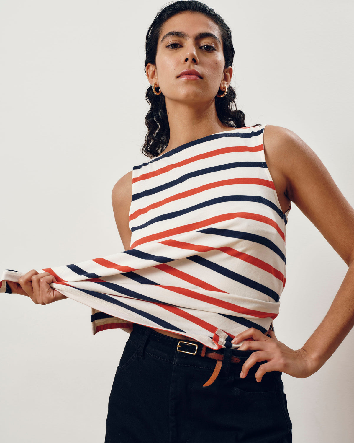 Noyack Breton Stripe Boatneck Tank - Red/White/Blue Stripe