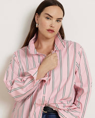 The Artist Oversized Poplin Shirt - Pink Horizon Stripe