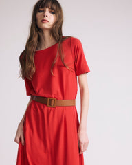 Serena Boatneck Divine Jersey Dress - Lipstick