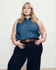 Perfect Tencel Chambray Sleeveless Shirt - Midnight Blue