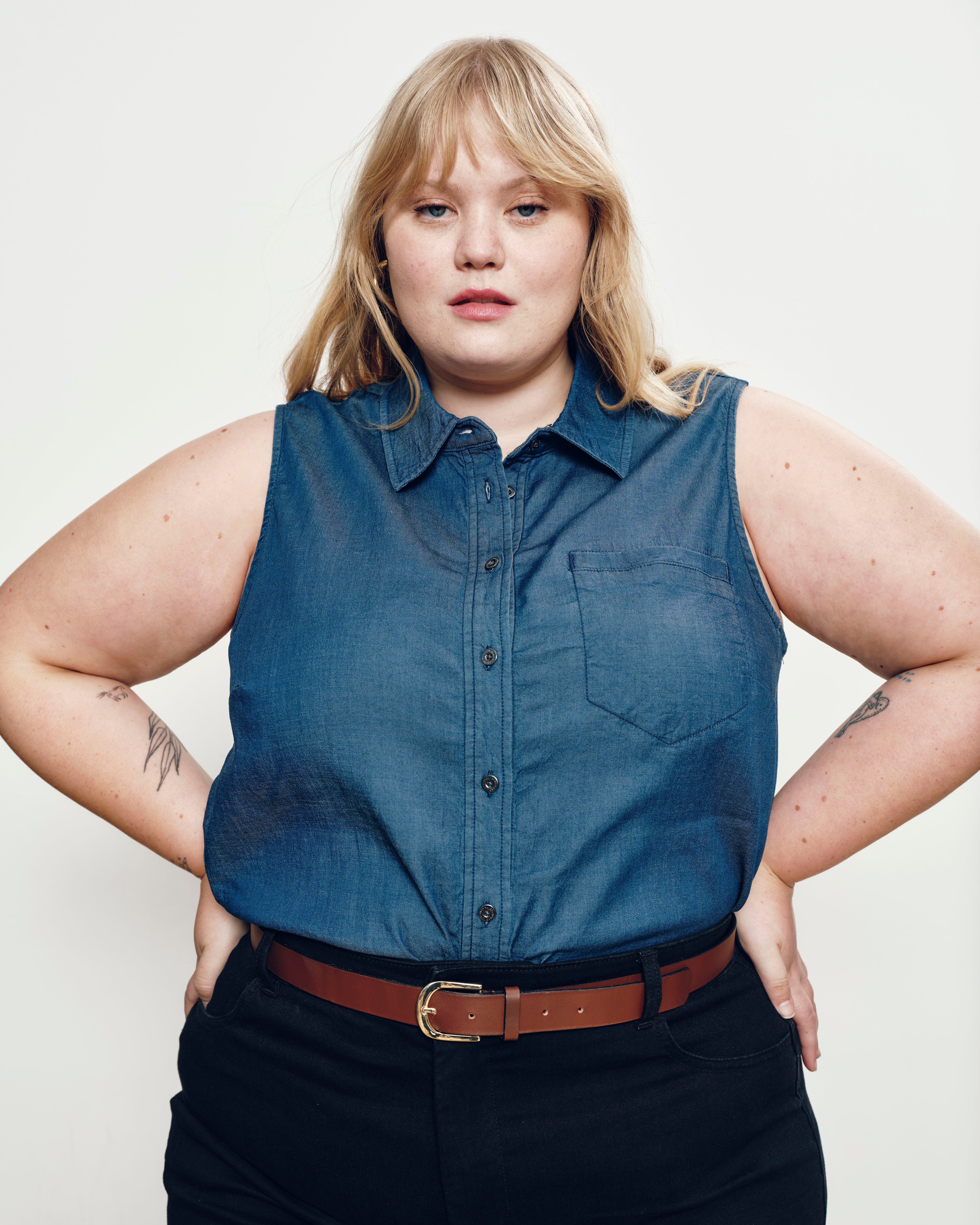 Perfect Tencel Chambray Sleeveless Shirt - Midnight Blue