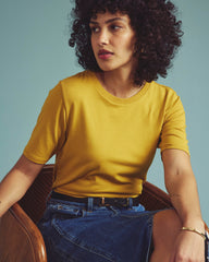 Maia Stovepipe Sleeve Tee - Yellow Ochre