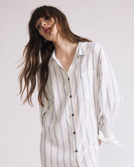 Odeon Linen Blend Shirtdress - Mayfair Stripe