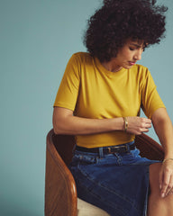 Maia Stovepipe Sleeve Tee - Yellow Ochre
