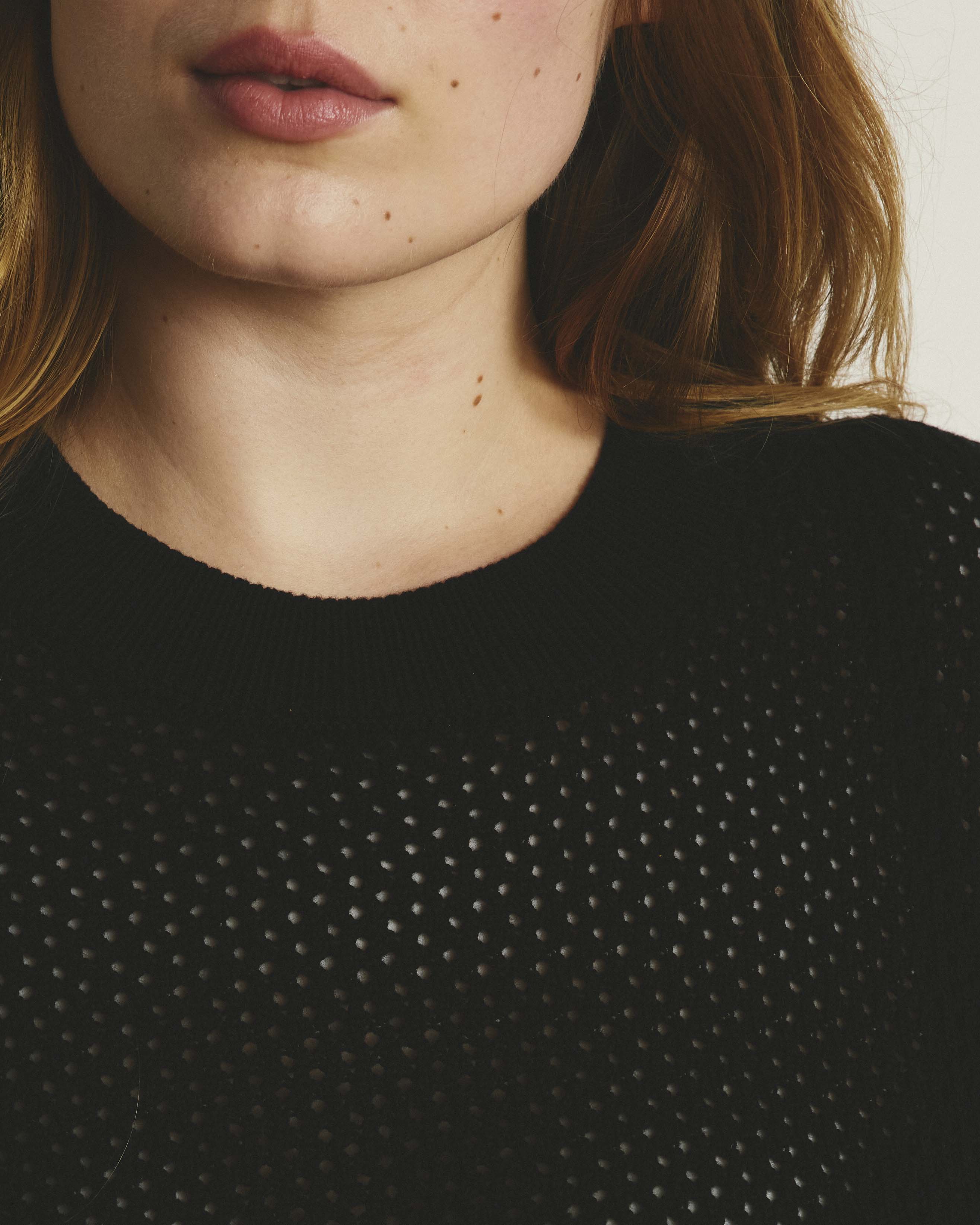 Rosie Pointelle Sweater Top - Black
