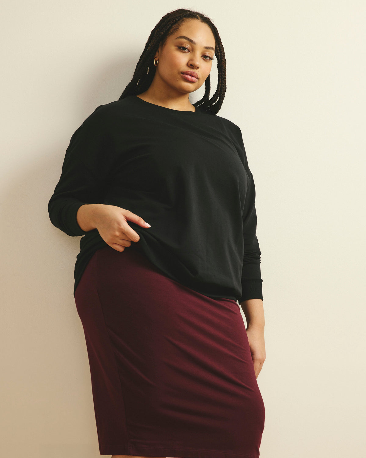 Danube Jersey Skirt - Black Cherry