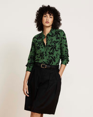 Elbe Liquid Jersey Shirt Classic Fit - Green Sgraffito Print
