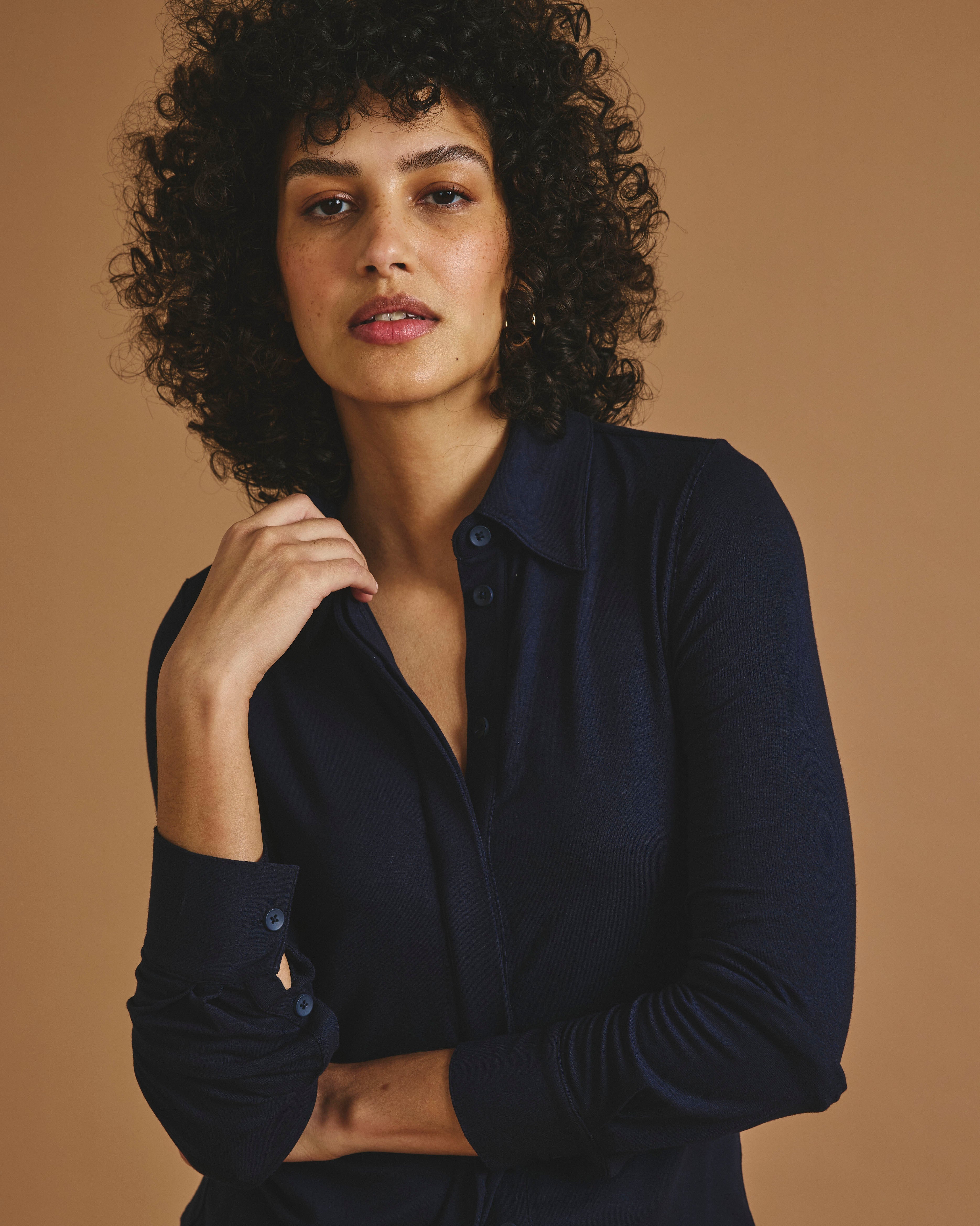 Elbe Liquid Jersey Shirt Classic Fit - Midnight