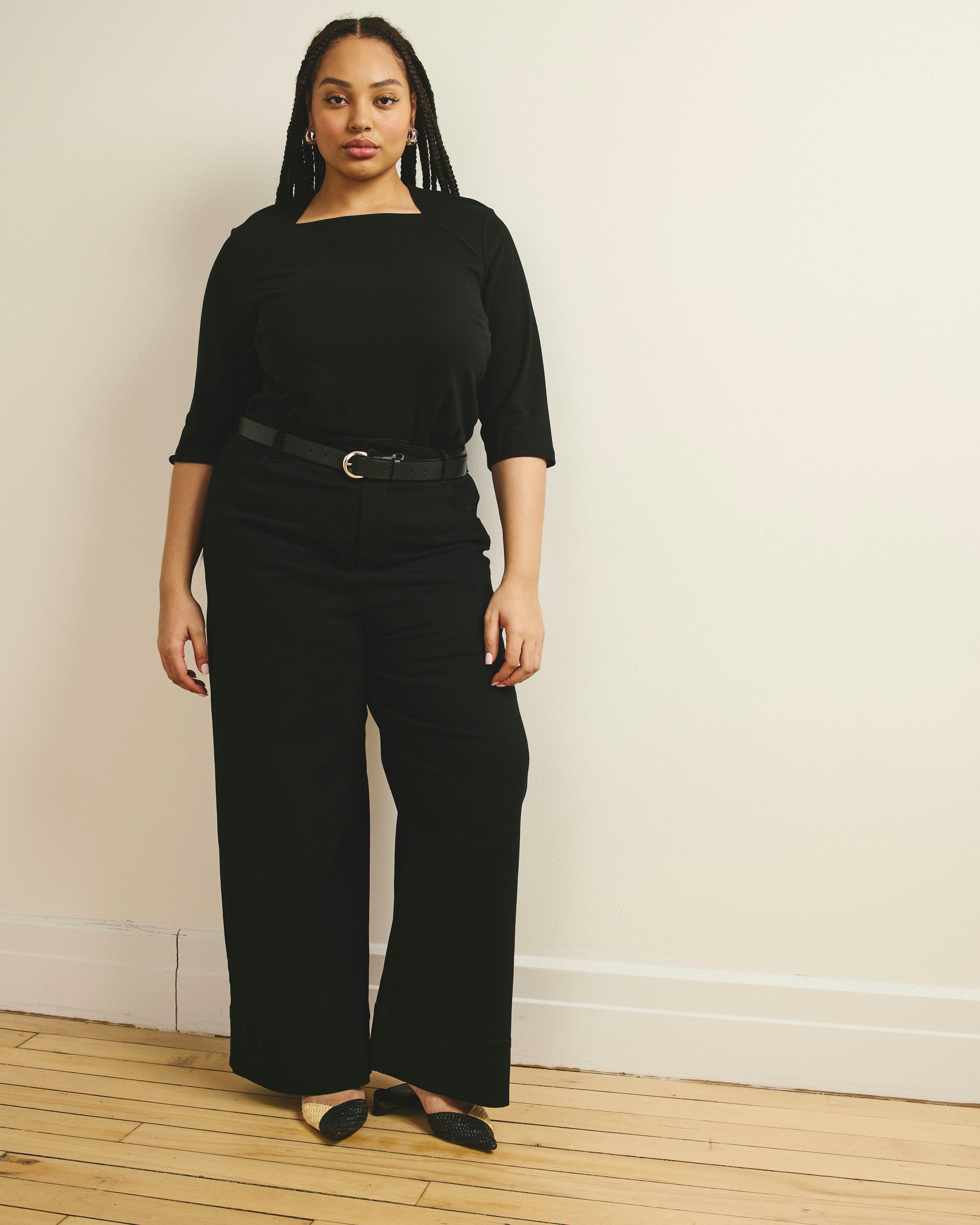 Envelope Neck Top - Black