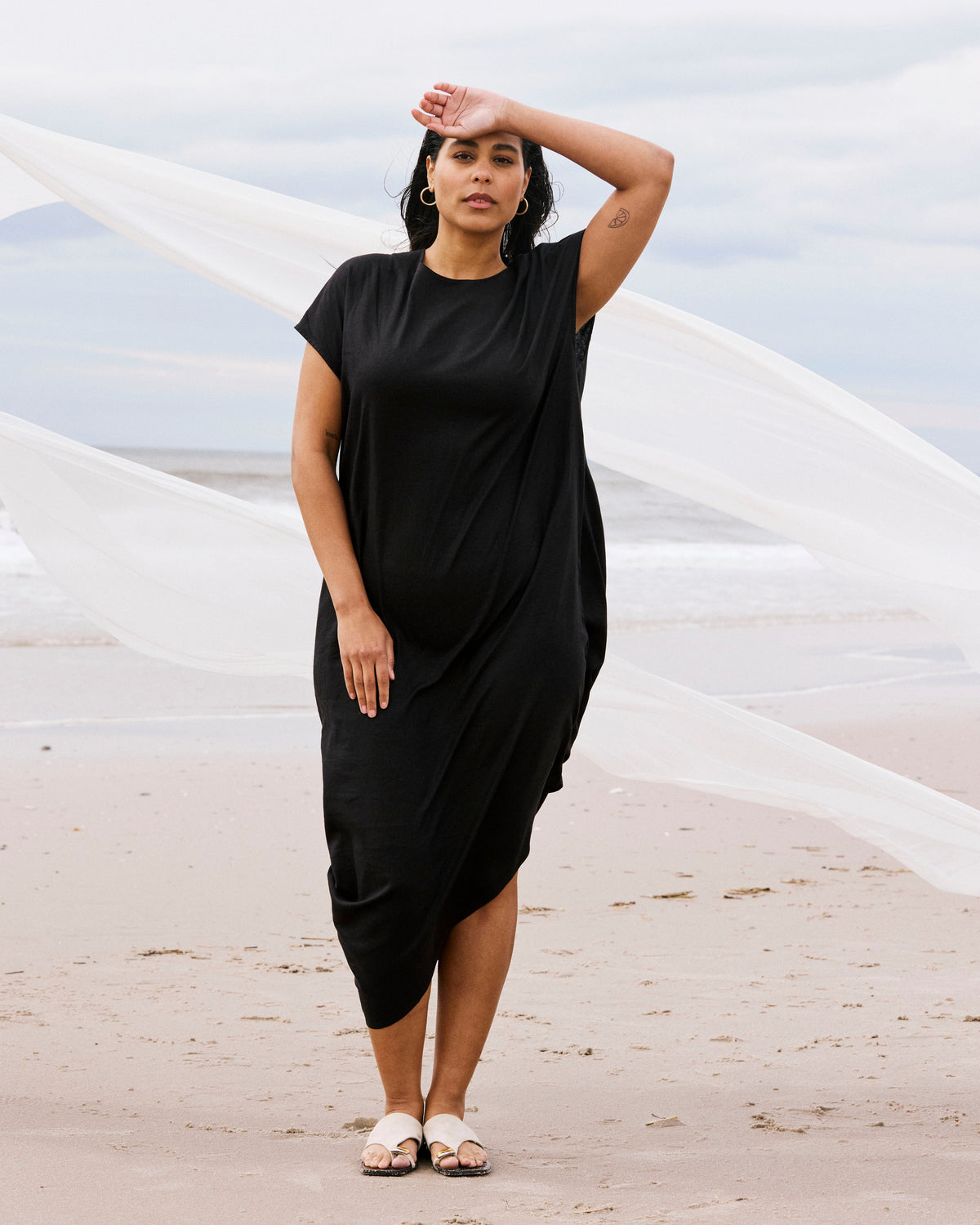 Iconic Stretch Linen Blend Geneva Dress - Black
