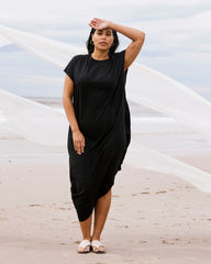 Iconic Stretch Linen Blend Geneva Dress - Black