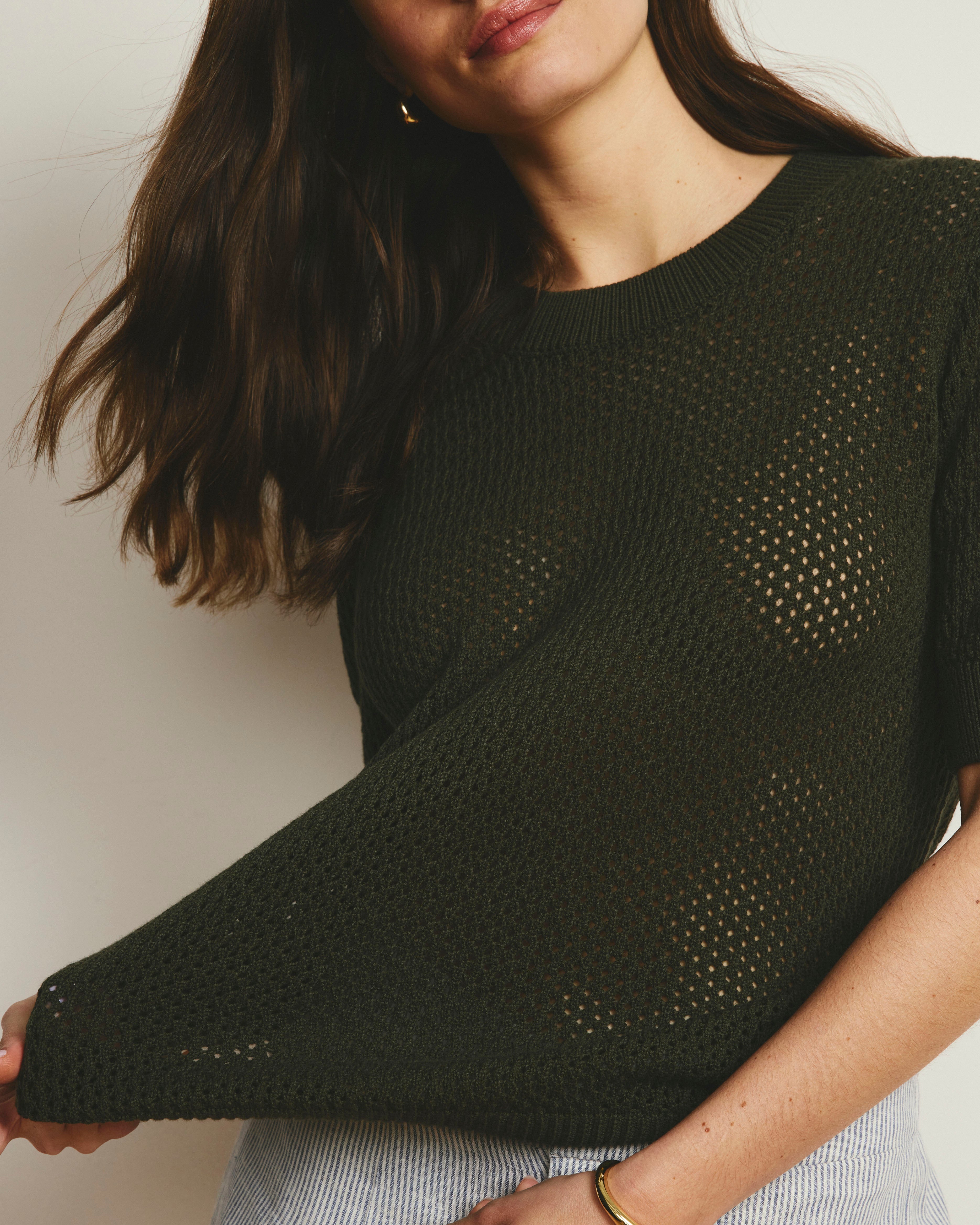 Rosie Pointelle Sweater Top - Camo