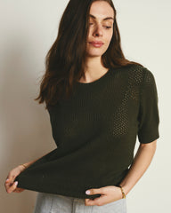 Rosie Pointelle Sweater Top - Camo