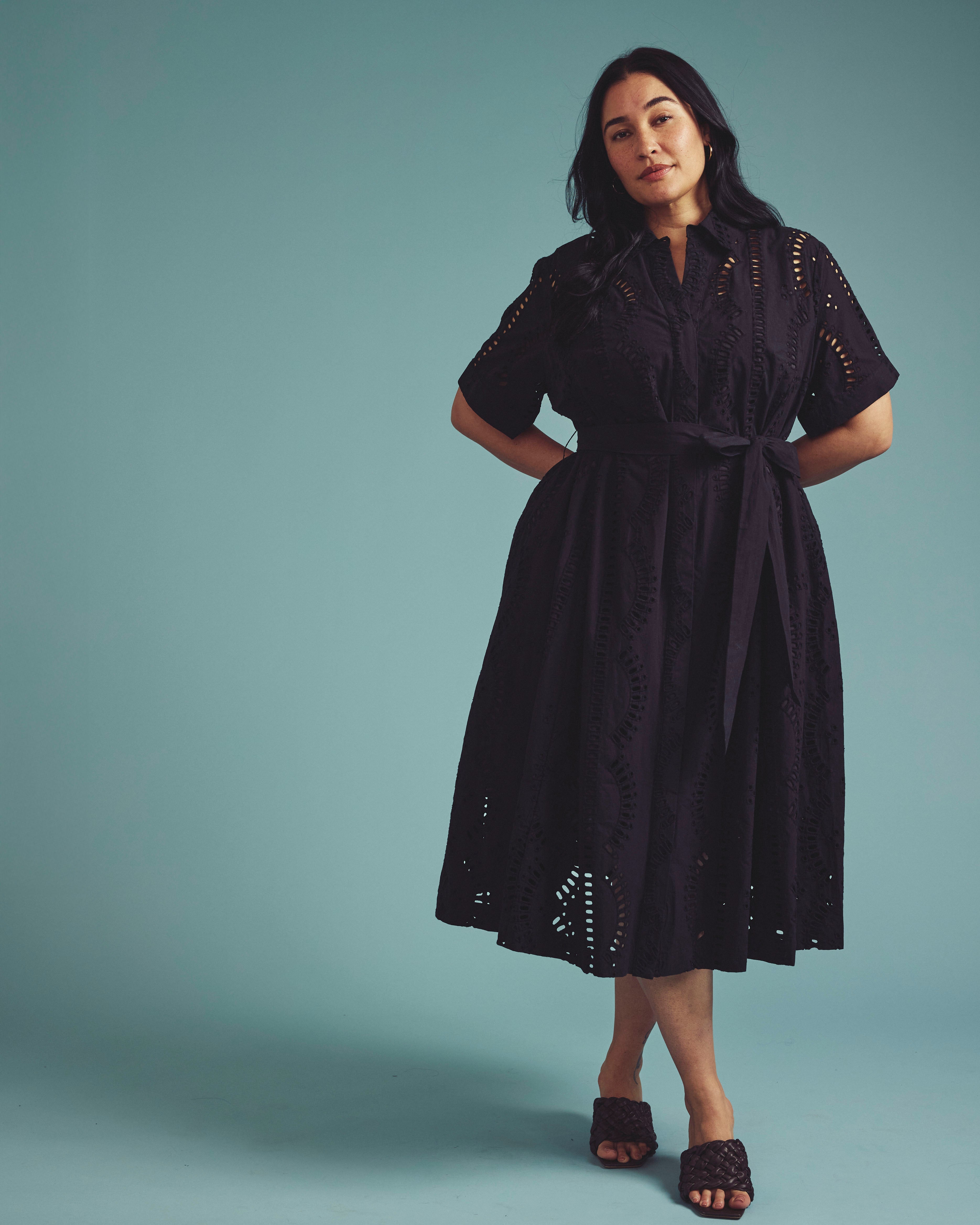 Tina Cotton Poplin Shirtdress - Black