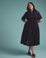 Tina Cotton Poplin Shirtdress - Black
