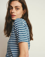 Double V Tee - Ink Blue/White Stripe