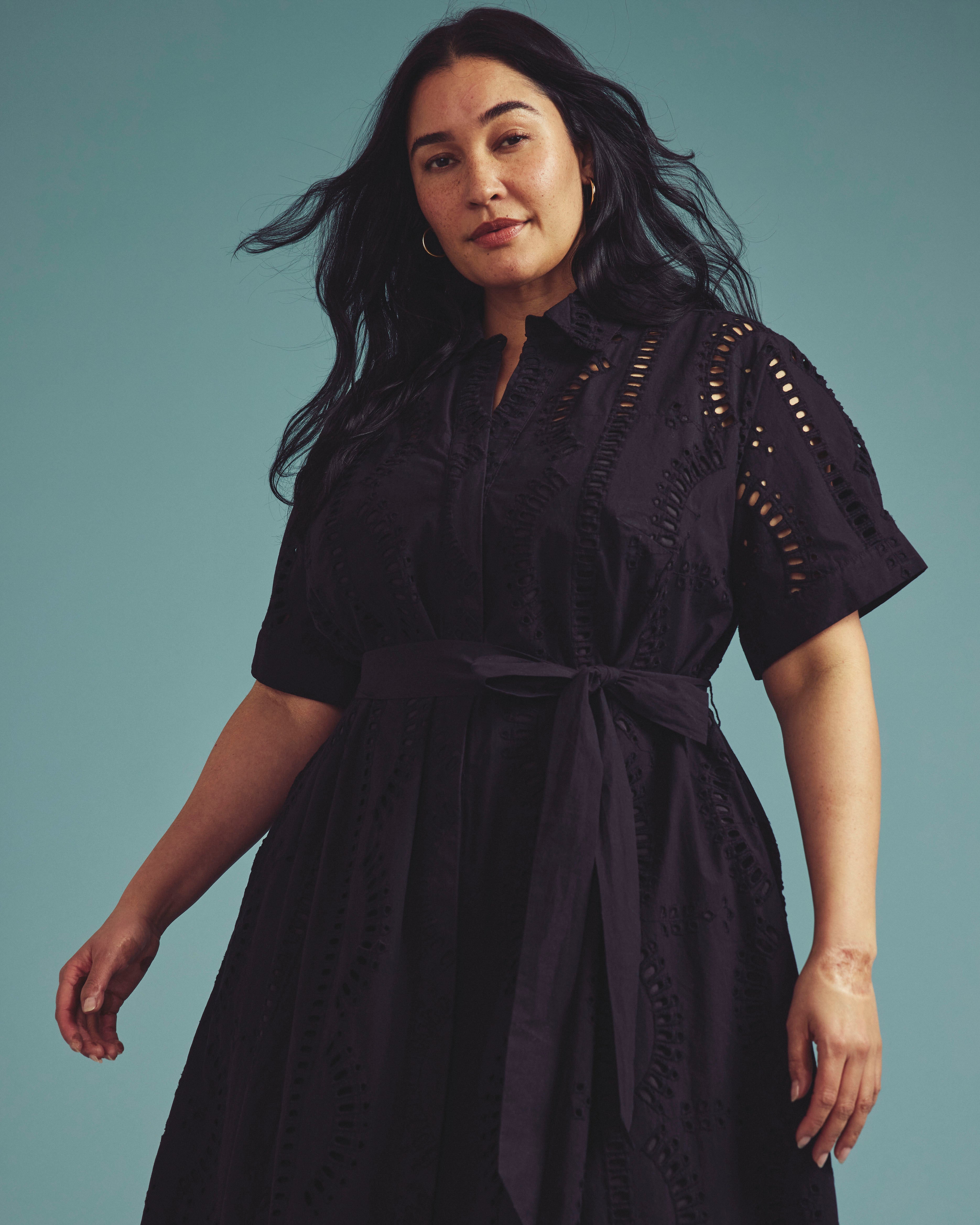 Tina Cotton Poplin Shirtdress - Black