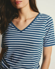 Double V Tee - Ink Blue/White Stripe
