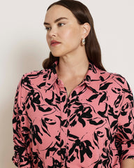 Elbe Liquid Jersey Shirt Classic Fit - Pink Sgraffito Print
