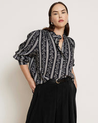 Endora Stretch Cupro Blouse - Florentine Print