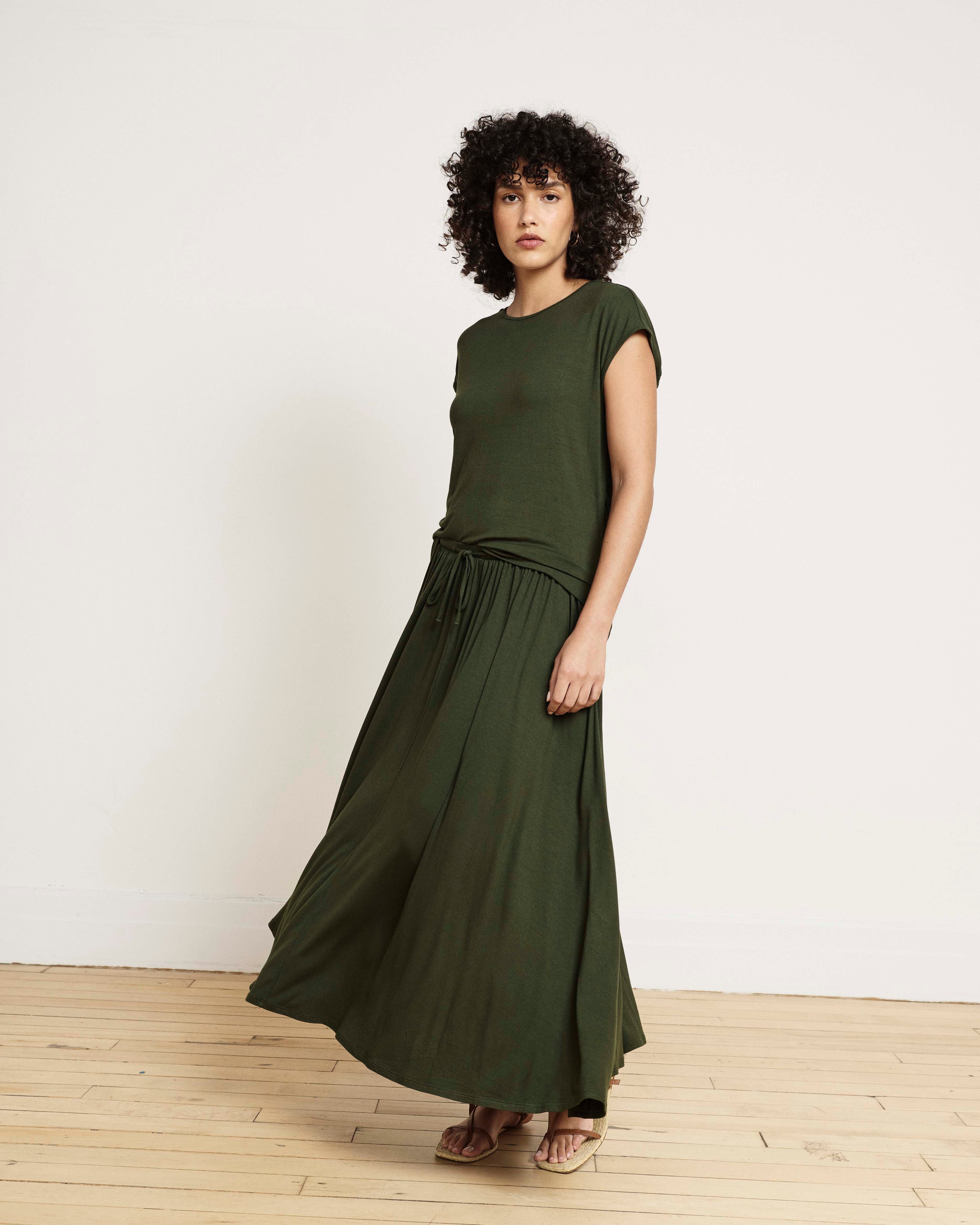 Tessa Liquid Jersey Skirt - Coratina Green