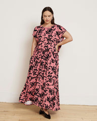 Tessa Liquid Jersey Skirt - Pink Sgraffito Print