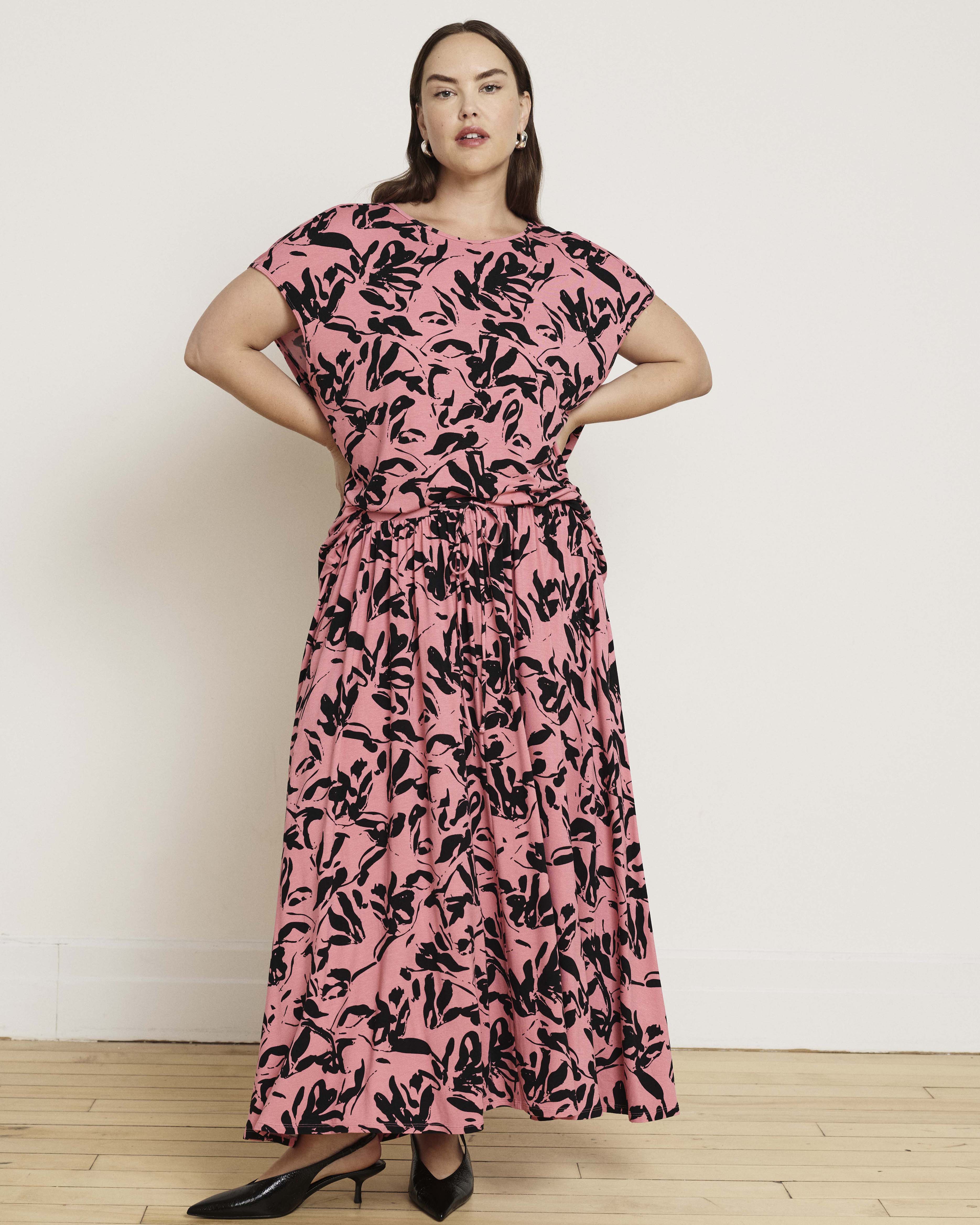 Tessa Liquid Jersey Skirt - Pink Sgraffito Print